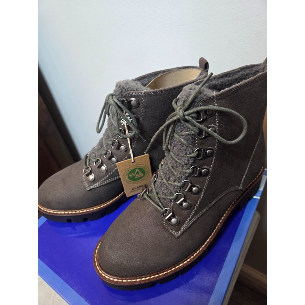 White Mountain Charcoal Women's Faux Suede Lace Up Boots, Size 7.5